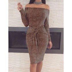 Long Sleeve Off-Shoulder Bodycon Dress Long Sleeve Off-Shoulder Bodycon Dress