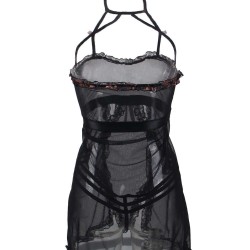 Black Sheer Mesh Halter Sexy Teddy