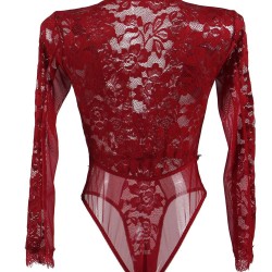 Eyelashes Lace Open-chest Long-sleeved Teddy Eyelashes Lace Open-chest Long-sleeved Teddy