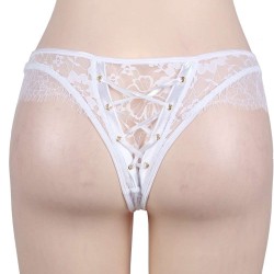 White Ribbon Eyelashes Lace Panty