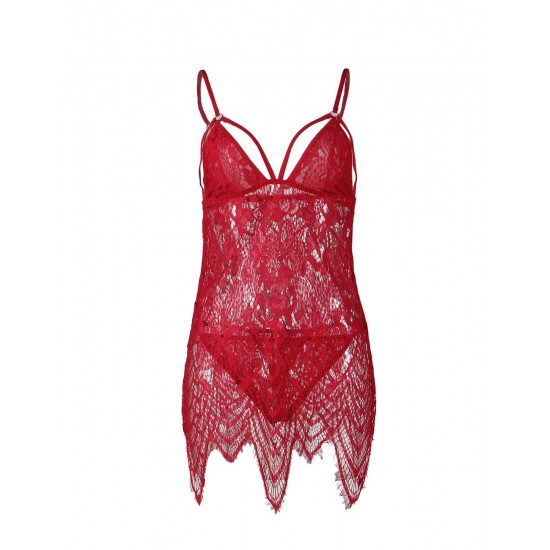 Valentine's Day Red Eyelashes Lace Elastic Band Sexy Babydoll Valentine's Day Red Eyelashes Lace Elastic Band Sexy Babydoll