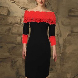 Long Sleeve Off-Shoulder Fashion Lace Dress