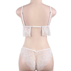 white Lace Temptation 2pcs Bralette Lingerie Set white Lace Temptation 2pcs Bralette Lingerie Set