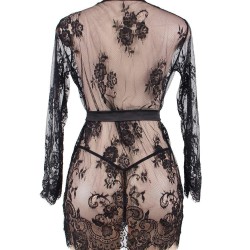 Plus Size Black Eyelash Lace Sleepwear Gown Plus Size Black Eyelash Lace Sleepwear Gown