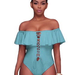 Ruffle Off-The-Shoulder One Piece Swimsuit