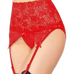 Plus Size Red Sexy Lace Garter Panty