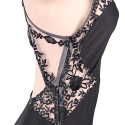 Plus Size Embroidery High Neck Keyhole Backless Black Party Gown