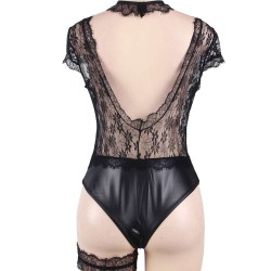 Plus Size Black Floral Eyelashes Lace Teddy Plus Size Black Floral Eyelashes Lace Teddy