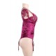 Sheer Lace Off-The-Shoulder Lace Sleeves Velvet Teddy Sheer Lace Off-The-Shoulder Lace Sleeves Velvet Teddy