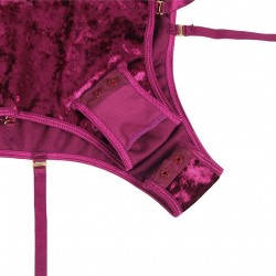 Plus Size Sheer Lace Off-The-Shoulder Lace Sleeves Velvet Teddy Plus Size Sheer Lace Off-The-Shoulder Lace Sleeves Velvet Teddy