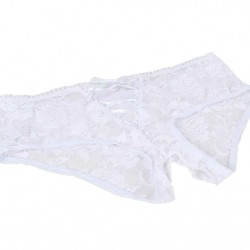 Sexy Open Crotch Strappy White Plus Size Lace Panties