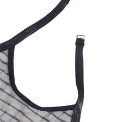 Plus Size Black Backless Striped Lace Teddy Plus Size Black Backless Striped Lace Teddy