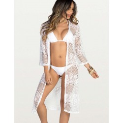 White Knitted Hollow Out Open Beach Dress  White Knitted Hollow Out Open Beach Dress