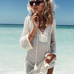 Sexy Bathing Suit Coverups Crochet Hollow Out Bikini Cover-ups