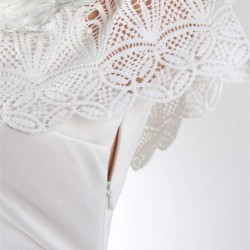 Off Shoulder Bodycon Midi Knitting Flowers White Dress