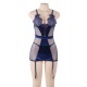 Plus Size Blue Deluxe Satin Lace Stitching Babydoll Plus Size Blue Deluxe Satin Lace Stitching Babydoll