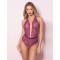 Plus Size Purple Deep V Exquisite Lace Teddy