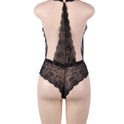 Black Deep V Exquisite Lace Teddy