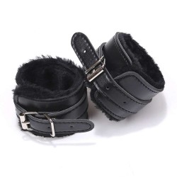 Black SM Bondage Sex Leather Handcuffs