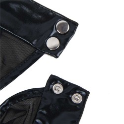 Black Lace Long Sleeve Leather Open Jumpsuit Black Lace Long Sleeve Leather Open Jumpsuit