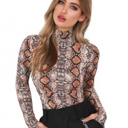Snake Long Sleeve Turtleneck Mesh Bodysuit For Women Snake Long Sleeve Turtleneck Mesh Bodysuit For Women