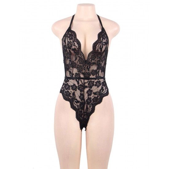 Black High Quality Lace Sexy Hollow-out Conjoined Underwear Black High Quality Lace Sexy Hollow-out Conjoined Underwear
