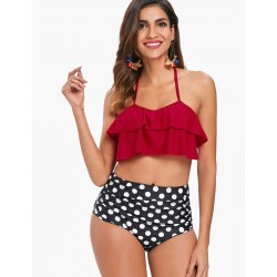 High Waist Polka Dot Print Sexy Ruffled Summer Women's Bikini Set High Waist Polka Dot Print Sexy Ruffled Summer Women's Bikini Set