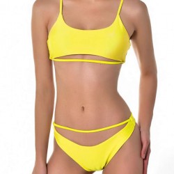 Yellow High Quality Solid Color Sexy Summer Women's Bikini Set