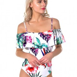 Free Floral Print Sexy Ruffled Summer Women's One-piece Swimsuit