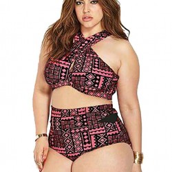 Plus Size High Waist Retro Sexy Summer Women's Bikini Set
