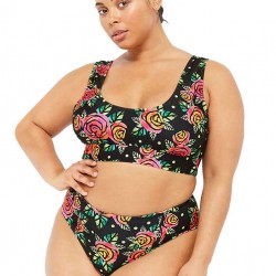 Plus Size Vintage Print Sexy Summer Women's Bikini Set