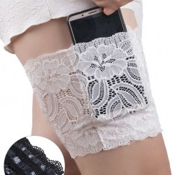 White Lace Cell Phone Garter Non-slip Thigh Cell Phone Pocket