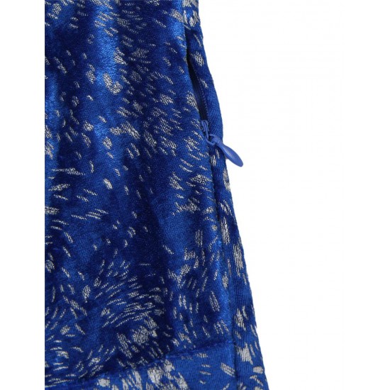 Blue Velvet Glitter Long Sleeve Fashion Dress Blue Velvet Glitter Long Sleeve Fashion Dress