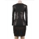 Metal Dequined V-neck Long-sleeved Dress Metal Dequined V-neck Long-sleeved Dress