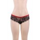Plus Size Sexy Black Lace Red Silk Strappy Panty Plus Size Sexy Black Lace Red Silk Strappy Panty