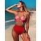 Red Flower Backless Sexy One Piece Swimwear