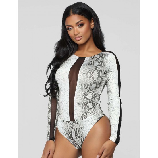 Snake Long Sleeve Lace Jumpsuit Leotard Tops Snake Long Sleeve Lace Jumpsuit Leotard Tops