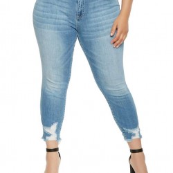 2XL-7XL Plus size  High Quality Big Hip Sexy Girls Chic Shredded Jeans