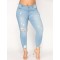 2XL-7XL Plus size  High Quality Big Hip Sexy Girls Chic Shredded Jeans