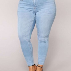 2XL-7XL Plus size  High Quality Big Hip Sexy Girls Chic Shredded Jeans