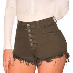 High Waist Summer Denim Fashion Button Washed Shorts
