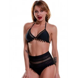 Lovely Girl Style Black Fringe Bikini