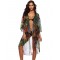 Floral Printed Sexy Sheer Chiffon Cardigan Beach Cover Up