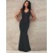Black Lace Embroidery Stitching Sleeveless Evening Dress
