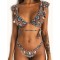 Big Ruffle Color Printed Women Sexy Bikini Swimwear
